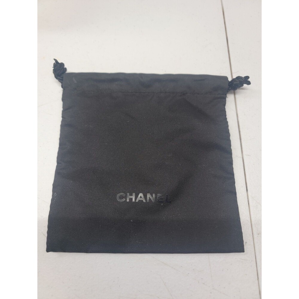 Authentic Chanel Small Size Black Satin Drawstring Dust Bag 6” x 5.5"